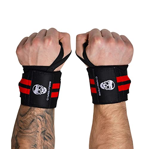 Gymreapers Weightlifting Wrist Wraps (IPF Approved) 18" Professional Quality Wrist Support with Heavy Duty Thumb Loop - Best Wrap for Powerlifting Competition, Strength Training, Bodybuilding(Red,18")