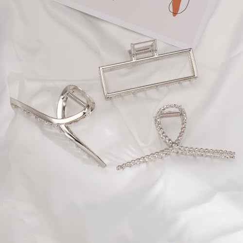 Mehayi 3 PCS Metal Large Hair Claw Clips for Thick Heavy Hair, Big Non-Slip Hair Catch Barrette Jaw Clamp, Strong Hold Claw Barrettes for Long Hair, Fashion Hair Styling Accessories for Women Girls
