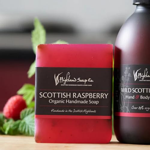 The Highland Soap Company, Handmade Scottish Organic Vegetable Oil Glycerin Soap Bar, Scottish Raspberry, 5.3oz (Pack of 2)