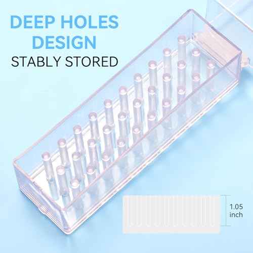 Makartt Nail Drill Bits Holder,Dustproof Stand Displayer Organizer Container Case 30 Holes drill bit holder nail tech Professional Nail art Tools(Not Inlcude Drill Bits,Clear)