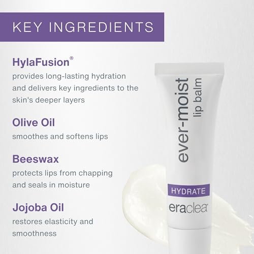 eraclea Ever-Moist Lip Balm, Lip Moisturizer with Beeswax, Hyaluronic Acid and Shea Butter, Dry Lip Repair & Moisture Support for Chapped and Cracked Lips (0.4 oz) (Pack of 4)