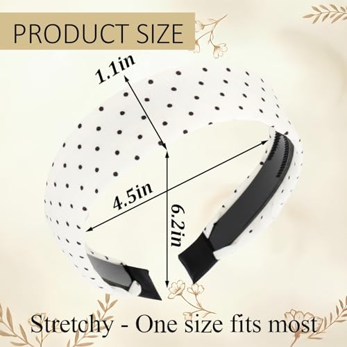 2-Pack Polka Dot Headbands for Women & Girls Black & White Boho Hair Accessories