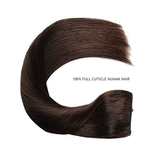 YILITE Wire Hair Extensions Real Human Hair £¬Wire hair 18 inches 95g Silky Straight #2 Dark Brown Human Hair Extensions One Piece Wire Hair Extensions with Fish Line