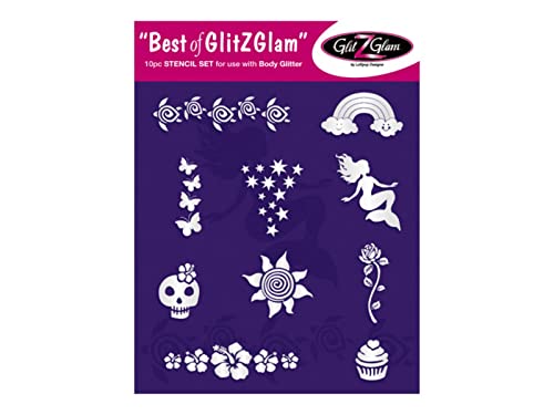 GlitZGlam Glitter Tattoo Stencil Set - 10 Designs