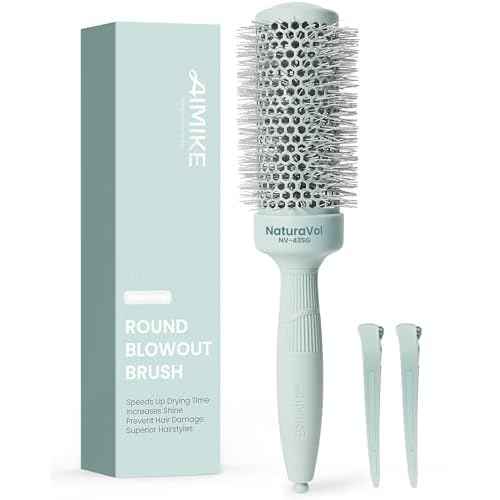 AIMIKE NaturaVol Round Brush for Blow Out, Round Hair Brush Nano Thermal Ceramic & Ionic Tech, for Blow Drying & Salon-like Styling at-home, Maximum Volume Shine - 1.7¡± Barrel, 2.5¡± w/Bristle