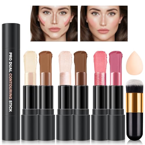 6-Color Cream Contour Stick Makeup Kit - Highlighter & Bronzer