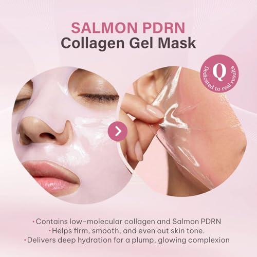 Salmon PDRN Bio-Collagen Face Mask - Korean Hydrating Gel Mask (4 Pack)