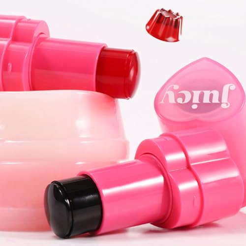 Multi-Use Water Jelly Tint Stick Sheer Lip & Cheek Stain Finish, 3-In-1 Cheek Blush & Eyeshadow & Lip Tinted Long-Lasting Moisture - 1,000+ Swipes Per Stick (03+04, 0.64oz)