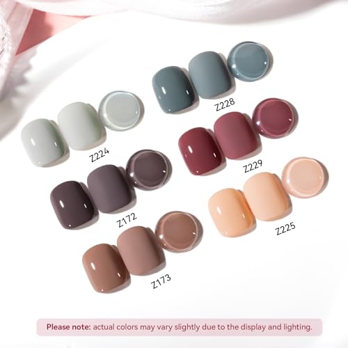 Nude Grays Nail Polish Set - Fast Air Dry, 6 Colors, No Lamp Needed