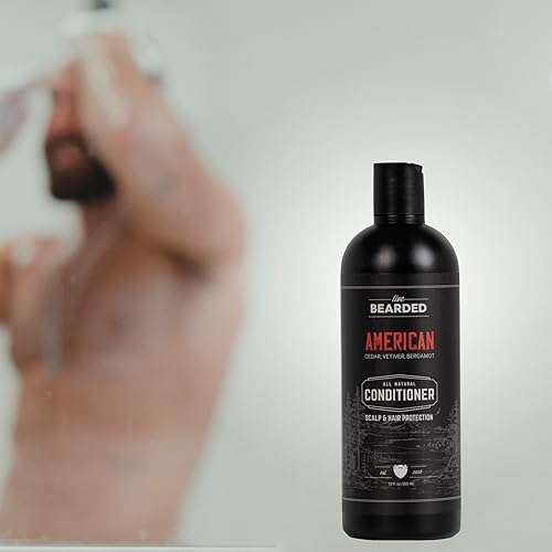 Live Bearded All-Natural Conditioner for Men - Promotes Hair Growth - Thinning and Hairloss - Deep Conditioning, Moisturizing | American Scent - Cedar, Vetiver, Bergamot