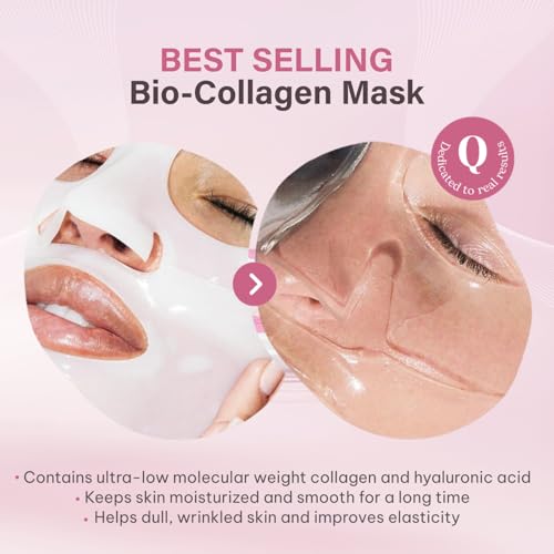 Quasi Bio-Collagen Face Mask Overnight ? Hydrating Korean Sheet Mask ? Niacinamide & Low Molecular Collagen ? Firming & Smoothing Skincare for All Skin Types ? 4 Masks