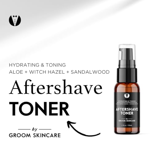 GROOM After Shave Toner for Men | Soothing, Pore-Tightening Formula with Aloe, Sandalwood, Chamomile & Vitamins A+E | Calms & Tones Skin | 2 oz