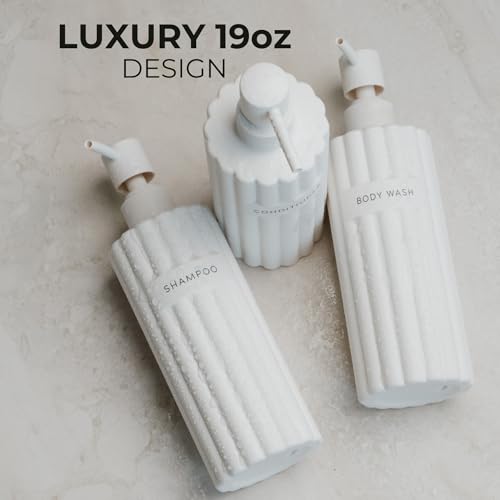 KIBAGA 19oz Shampoo Conditioner Body Wash Dispenser Set