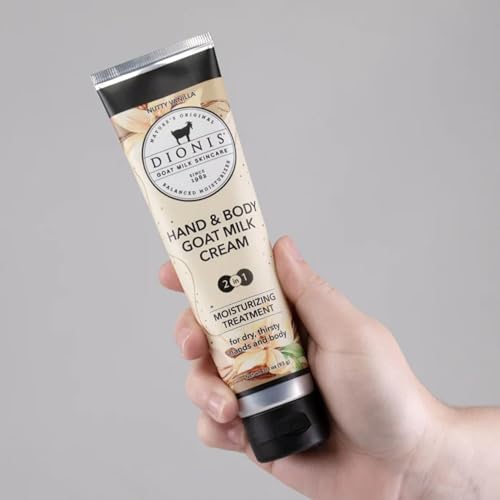 Dionis Goat Milk Skincare Nutty Vanilla Scented Hand & Body Cream - Cruelty Free Travel Size For Hydrating & Moisturizing