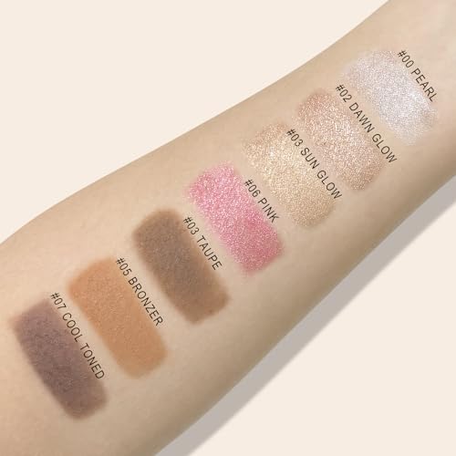 Baked Highlighter Palette with Brush - 4 Shades Pink