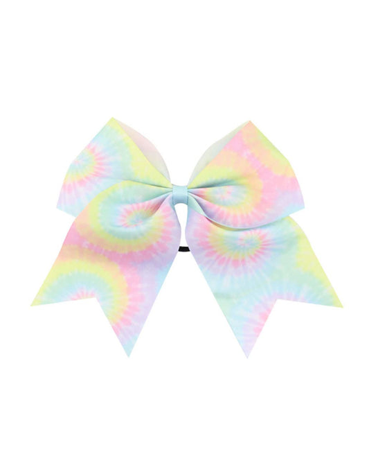 Tie Dye Hair Bows for Cheer Girls Come Ponytail Holder Bow Tie Dye Large Cheer Bowknot PHB02 (D1)