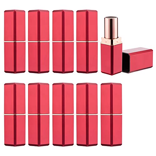 10Pcs Red Square Lipstick Tubes DIY Lip Balm Container