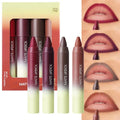 Matte Crayon Lipstick Lip Liner 4-Piece Set, Waterproof