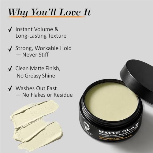 Men's Matte Hair Clay – Strong Hold, Flake-Free