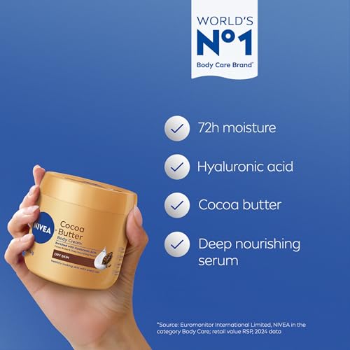 NIVEA Cocoa Butter Body Cream, 16 oz – Deep Nourishing Moisturizer