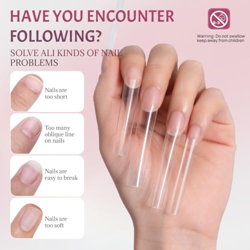 600PCS No C Curve Clear Acrylic Nail Tips - 12 Sizes XXXL