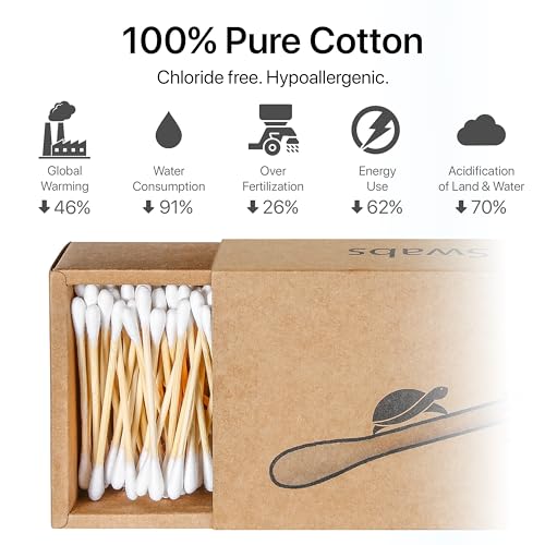 Sea Turtle Bamboo Cotton Swabs - 200 Count Eco-Friendly Buds