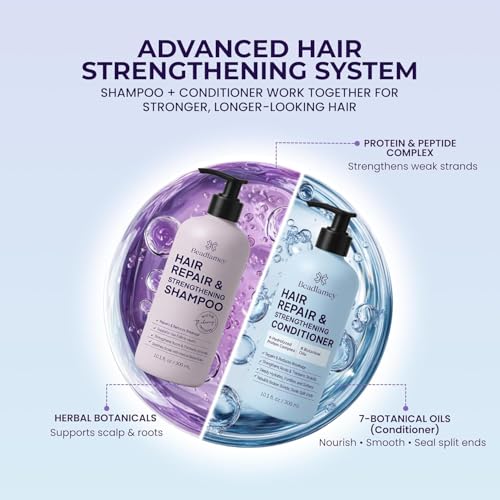 Biotin Shampoo & Conditioner Set - Repair Damaged Hair, 10.1 FL OZ