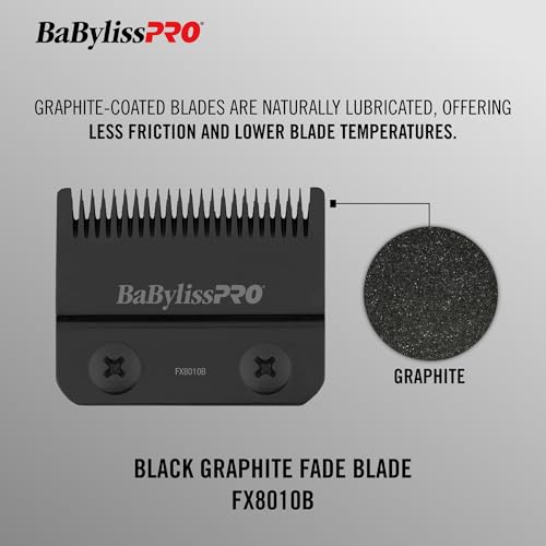 BaBylissPRO Barberology Replacement Black Graphite Replacement Fade Blade for Hair Clippers (FX8010B)