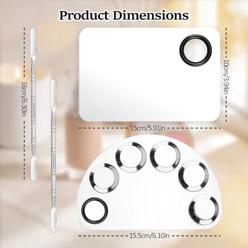 Stainless Steel Makeup Mixing Palette Set with Spatulas – 2-Piece 6x4 inch