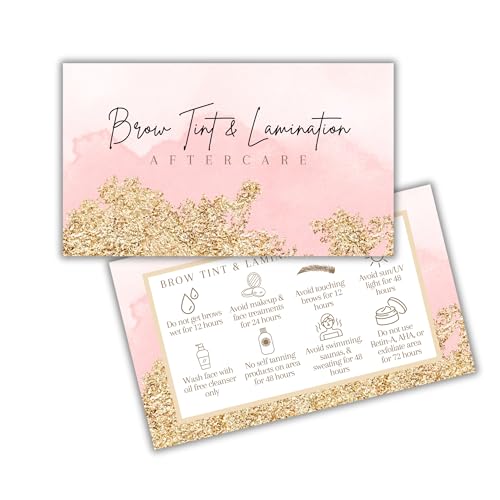 Brow Aftercare Instruction Cards 50-Pack 2x3.5" | Lamination & Tint
