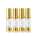 Gold 15ML 0.5 oz Airless pump bottle Toiletries Travel Size containers airport essentials Dispenser with Box Reusable mini lotion plastic travel bottles 4 Packs