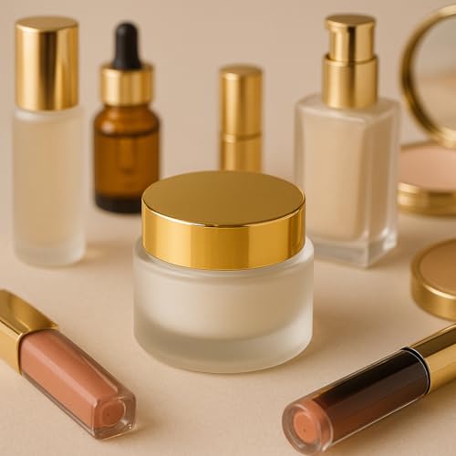 6-Pack 15ml Frosted Glass Cosmetic Jars with Gold Lids