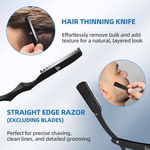 Ethyxe Black & Blue 9-Piece Professional Hair Cutting Shears Set with Thinning Scissors
