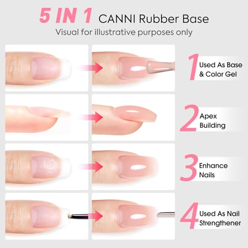CANNI Rubber Base Gel Nail Polish Set - 6 Pcs 9ml Pink Soak Off Gel Kit