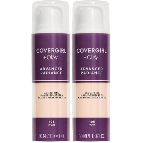 COVERGIRL Advanced Radiance Age Defying Foundation, Liquid Foundation, 1.0 Fl Oz, Anti-Aging Foundation, Foundation for Wrinkles, Cruelty-Free Foundation, Age-Defying Formula, Buildable Coverage