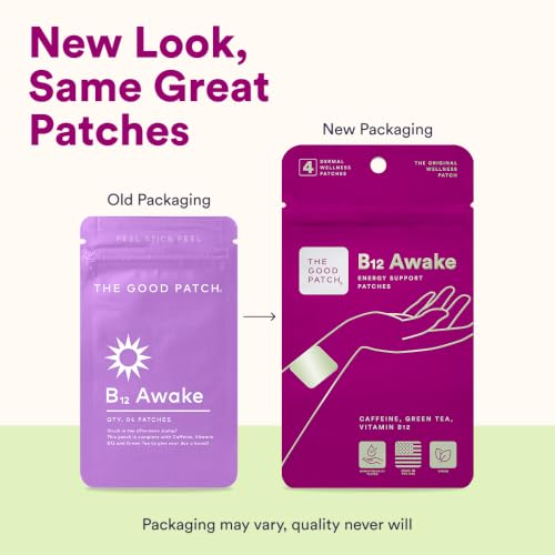 The Good Patch B12 Awake Energy Patch – 16 Total Patches, 4 Pouches