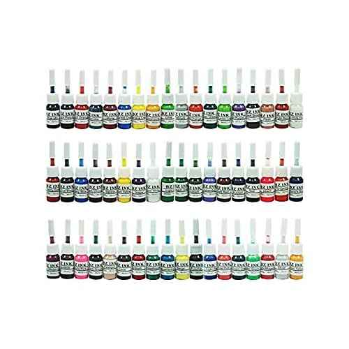 One Tattoo World Complete Tattoo Kit - 4 Tattoo Machines, Digital Power Supply, 54 Color 5ml Tattoo inks, Grips, Needles Transfer Paper, and more- OTW-KTB454