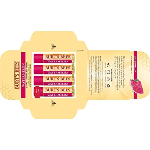 Burt's Bees 100% Natural Origin Moisturizing Lip Balm, Watermelon, 4 Tubes