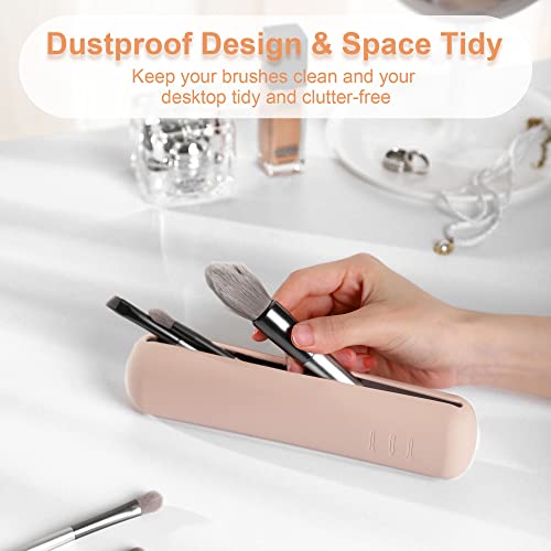 FERYES Travel Makeup Sponge Brush Holder, Soft Silicone Beauty Make Up Brush Blender Case Organizer for Travel