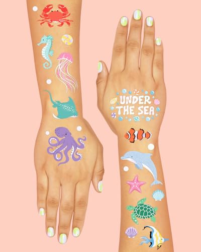 xo, Fetti Underwater Sea Creature Temporary Tattoos - 64 Styles