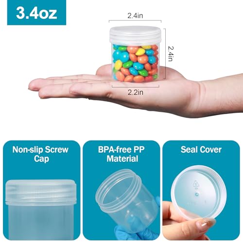 TSA Approved Travel Containers 3.4oz Wide Mouth, 4 Pack
