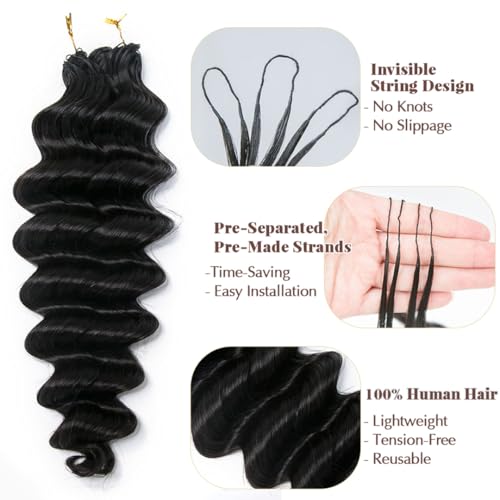 20" Human Crochet Hair Extensions - Knotless Loose Deep Wave