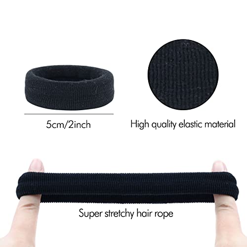 Lawie 20 Pack Black Terry Cloth Cotton Stretchy Soft Wide Thick Hair Ties Fluffy Scrunchies Elastics Towel Hairbands Fuzzy Hair Rubber Bands No Damage Ponytail Holders Bun Hair Accessories for Women