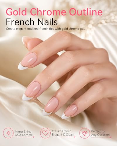 Makartt Chrome Gel Nail Polish Set - Gold & Silver Mirror Painting Gel
