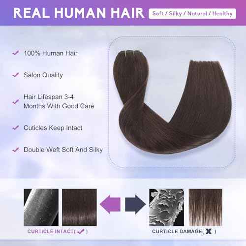 Dark Brown Clip in Hair Extensions Real Human Hair Invisible Seamless Remy Human Hair Clip in Extensions for Women 18 Inch 100g, 8pcs Per Set with Double Weft