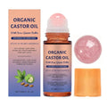 Organic Castor Oil Roll-On with Rose Quartz Roller, 50ml