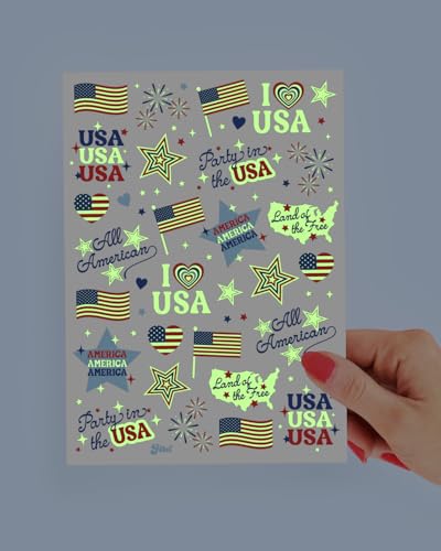 Glow in the Dark Fourth of July Temporary Tattoos, 54 Designs