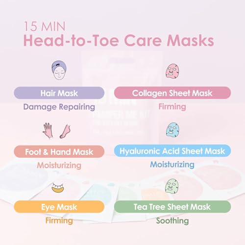 Naisture 15-Min Korean Spa Skincare Gift Set - 7 Piece Head-to-Toe Masks