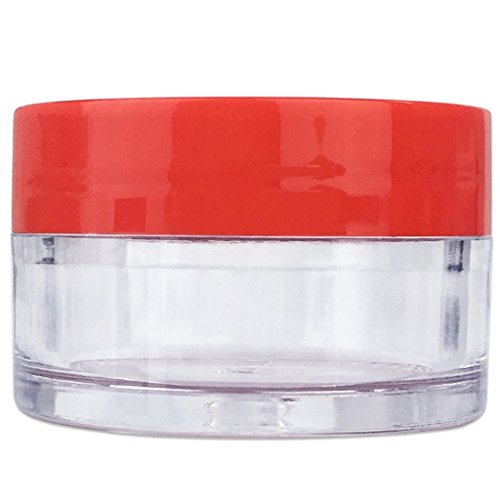 Beauticom 20 gram/20ml Empty Clear Small Round Travel Container Jar Pots with Lids for Make Up Powder, Eyeshadow Pigments, Lotion, Creams, Lip Balm, Lip Gloss, Samples (12 Pieces, Red)