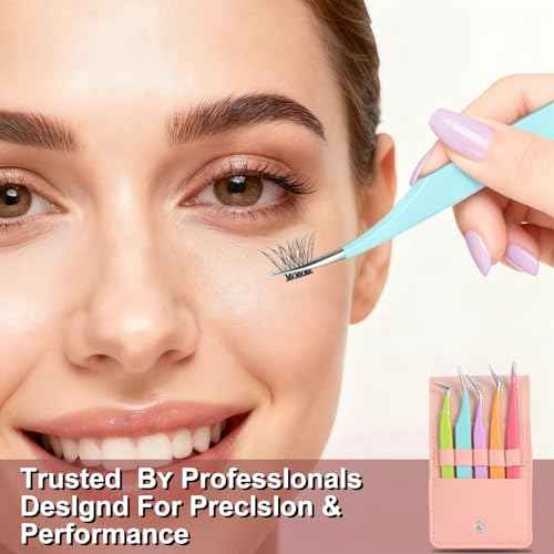 5pcs Eyelash Extension Tweezers High Precision£¬Straight and Curved Volume Lash Tweezers for Extensions£¬lash tweezers for eyelash extensions£¬ Crafting£¬ Girls Women Beginners